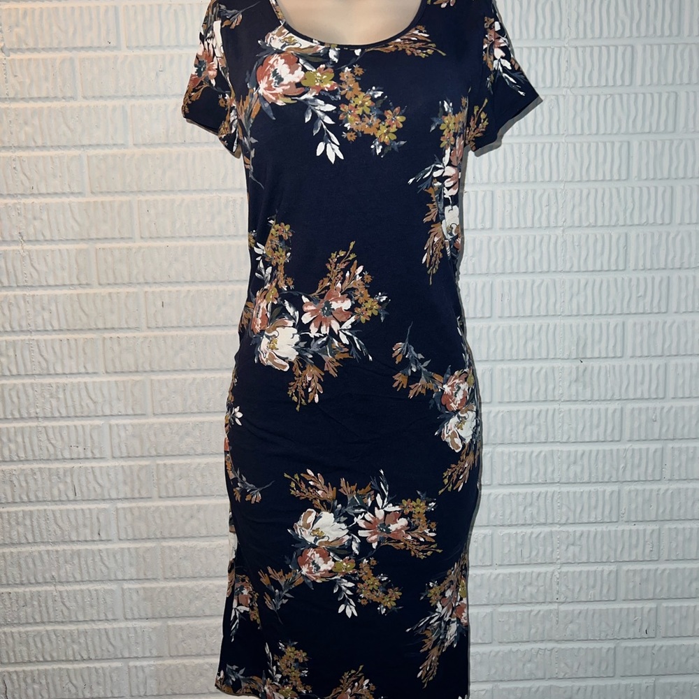 Navy blue with flowers Maternity dress size M